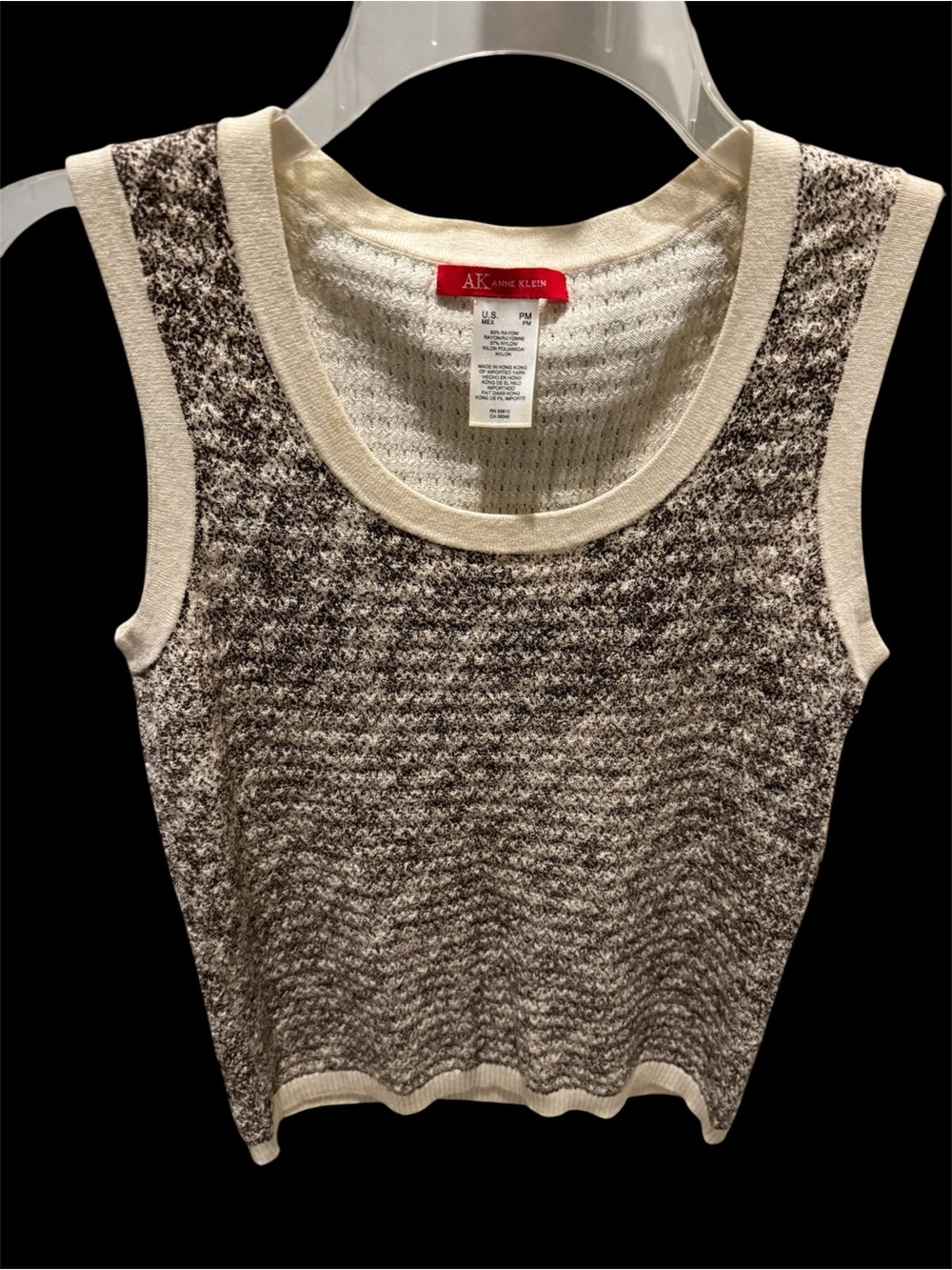 Anne Klein Brown & Cream Sleeveless Knit Shell